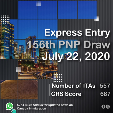 Express Entry 156th PNP Draw_July 22, 2020